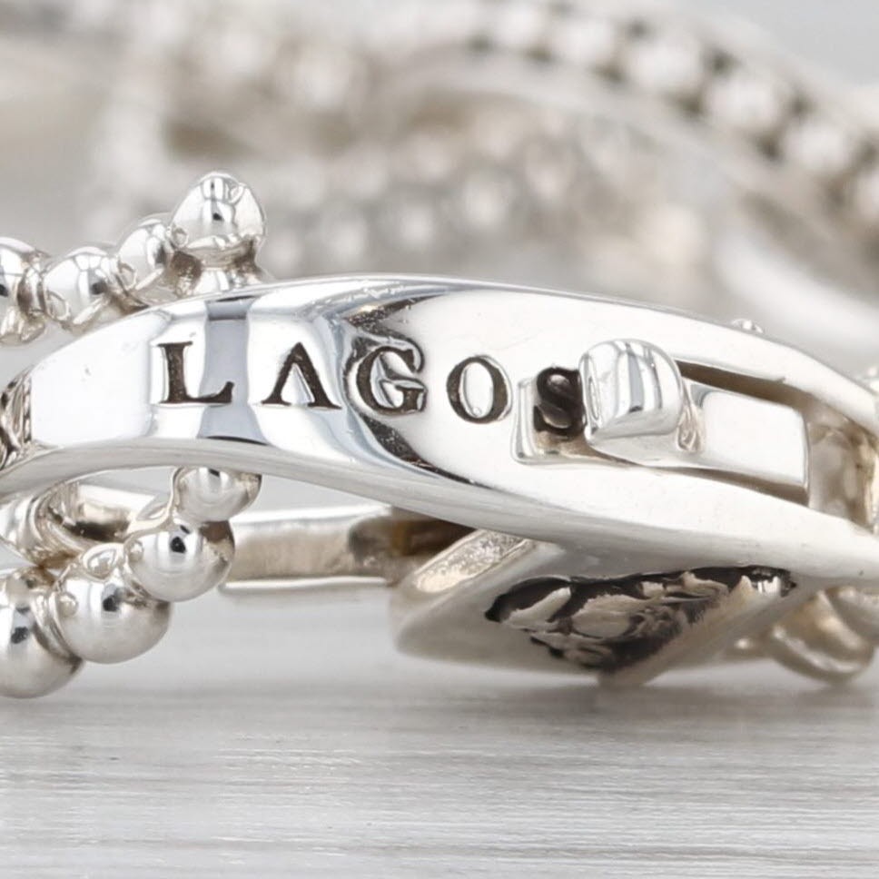 New Lagos Caviar Cable Chain Bracelet Sterling Silver w/ Pouch Card 7.75″ 8.7mm