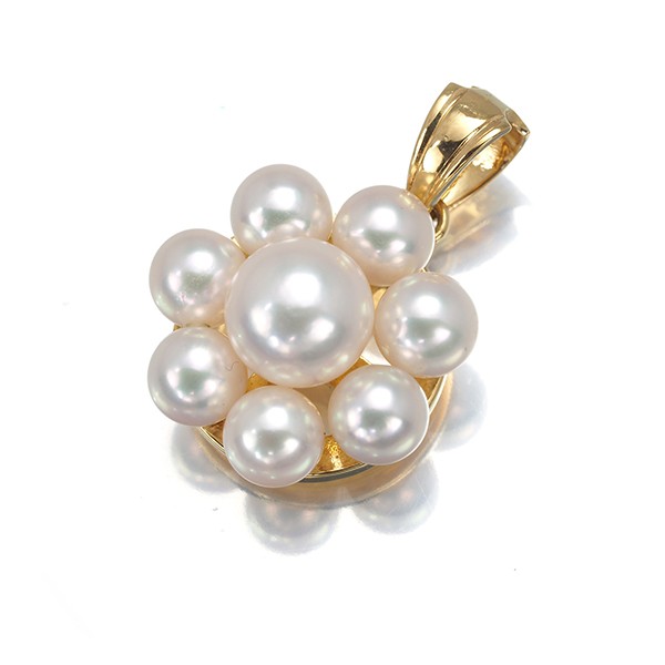 Auth TASAKI Pendant Akoya Pearl 4.0-6.0mm Flower 18K 750 Yellow Gold