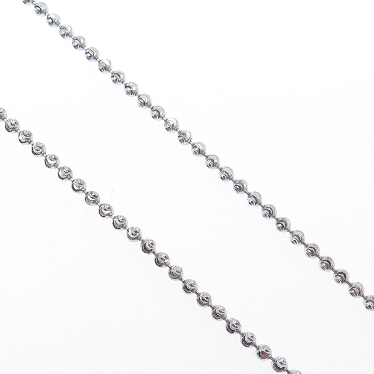CHRYSOS 925 Sterling Silver Italy Diamond-Cut Ball Beaded Chain Necklace 28″