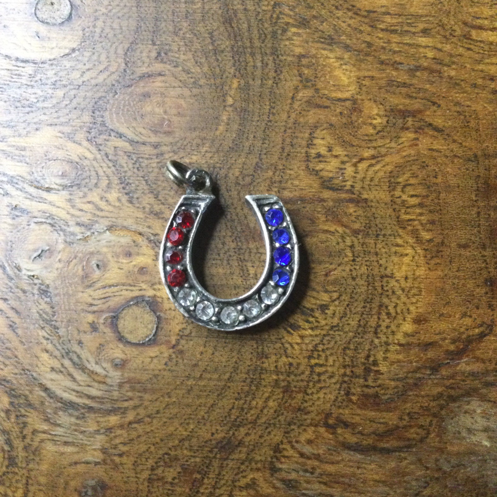 Vintage Sterling Silver Horseshoe Patriotic Equestrian Charm