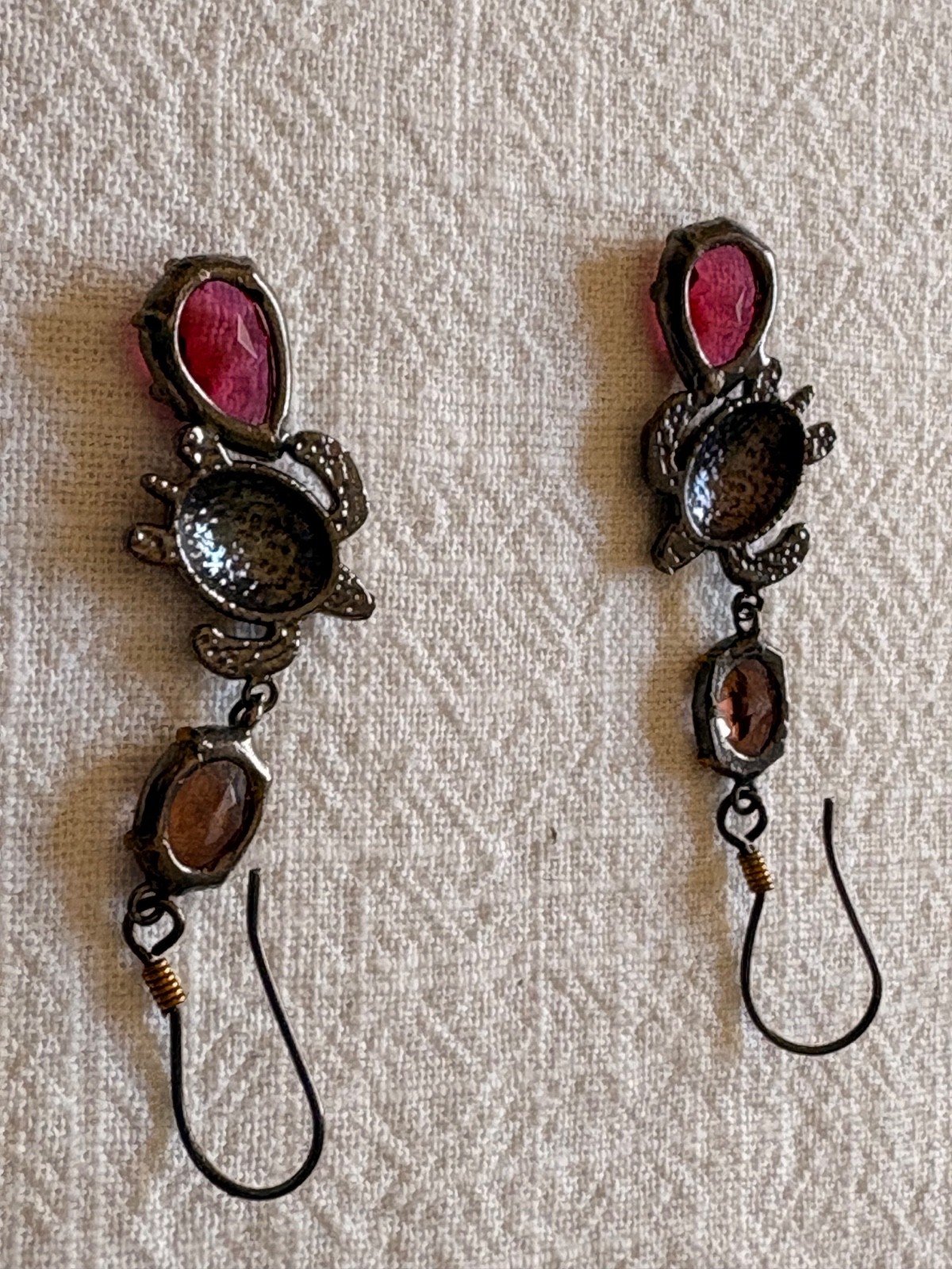 Dangly 925 sterling 18k gold fill turtle earrings