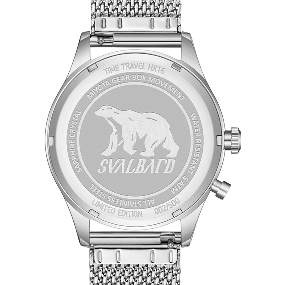 Svalbard TIME TRAVEL HX16 Quartz Steel Leather White Black Sapphire Men’s Watch