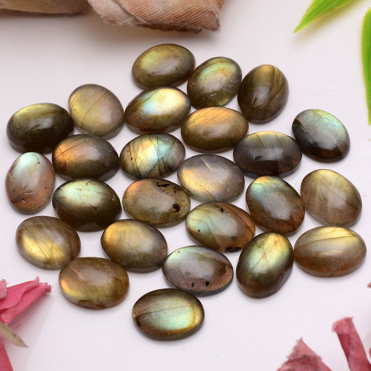 12 Pcs Natural Labradorite Flashy 16mmx12mm Oval Cabochon Loose Gemstones Lot