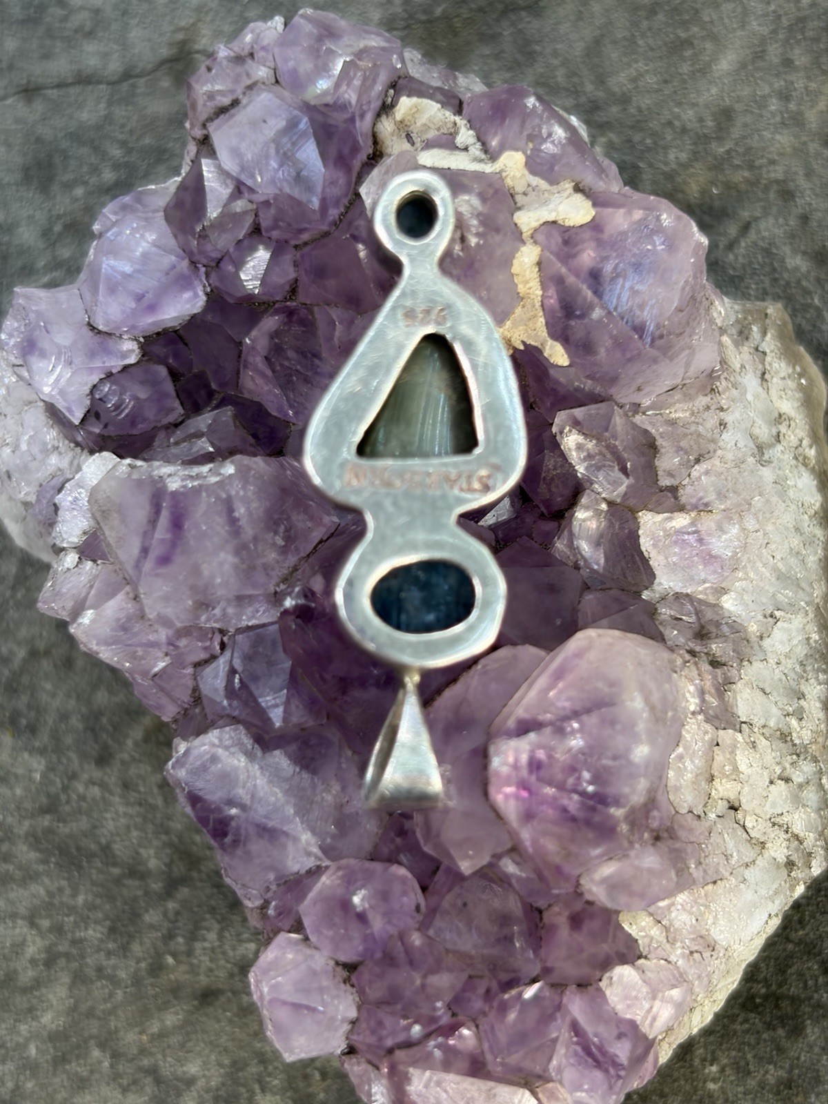 Starborn 925 Sterling Silver Blue Apatite & Golden Sheen Obsidian Pendant
