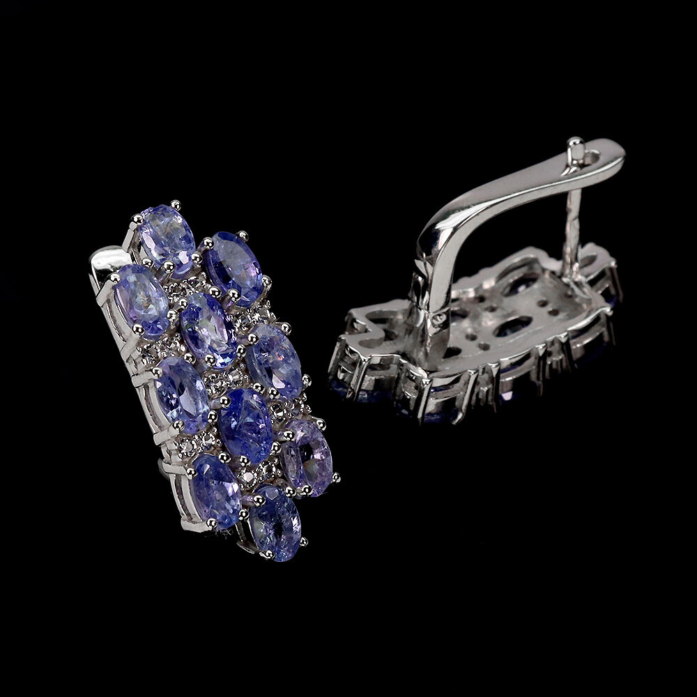 925 Sterling Silver Earrings Oval Tanzanite Natural Gemstone jewelry