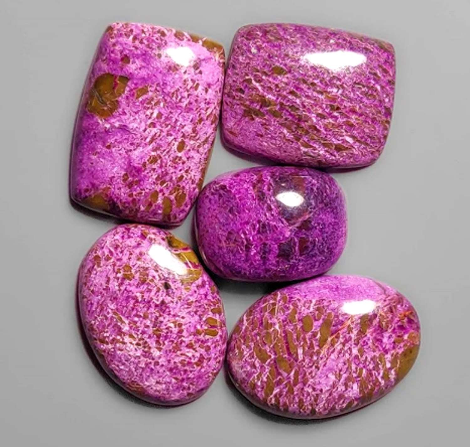 Norway Natural Thulite Hi-Grade 100.00 Cts Big Size Cabochon Gemstone 5 Pcs Lot