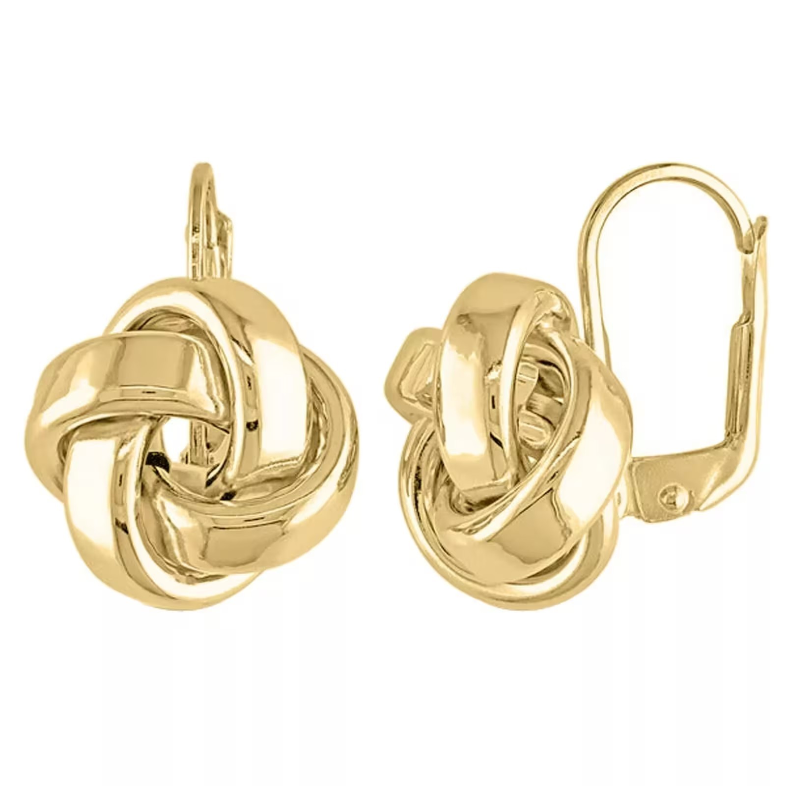 14K Yellow Gold Plated Italian Knot Drop Dangle Twisted Lever-back Earrings