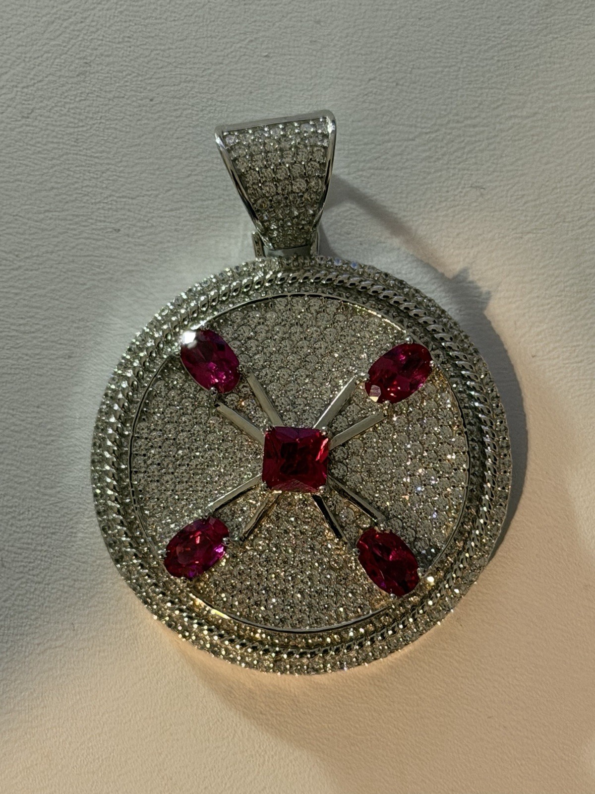 925 Sterling Sliver CZ SPINNER 1.9” tall x 1.5” wide. 8mm bale. 15.1 g
