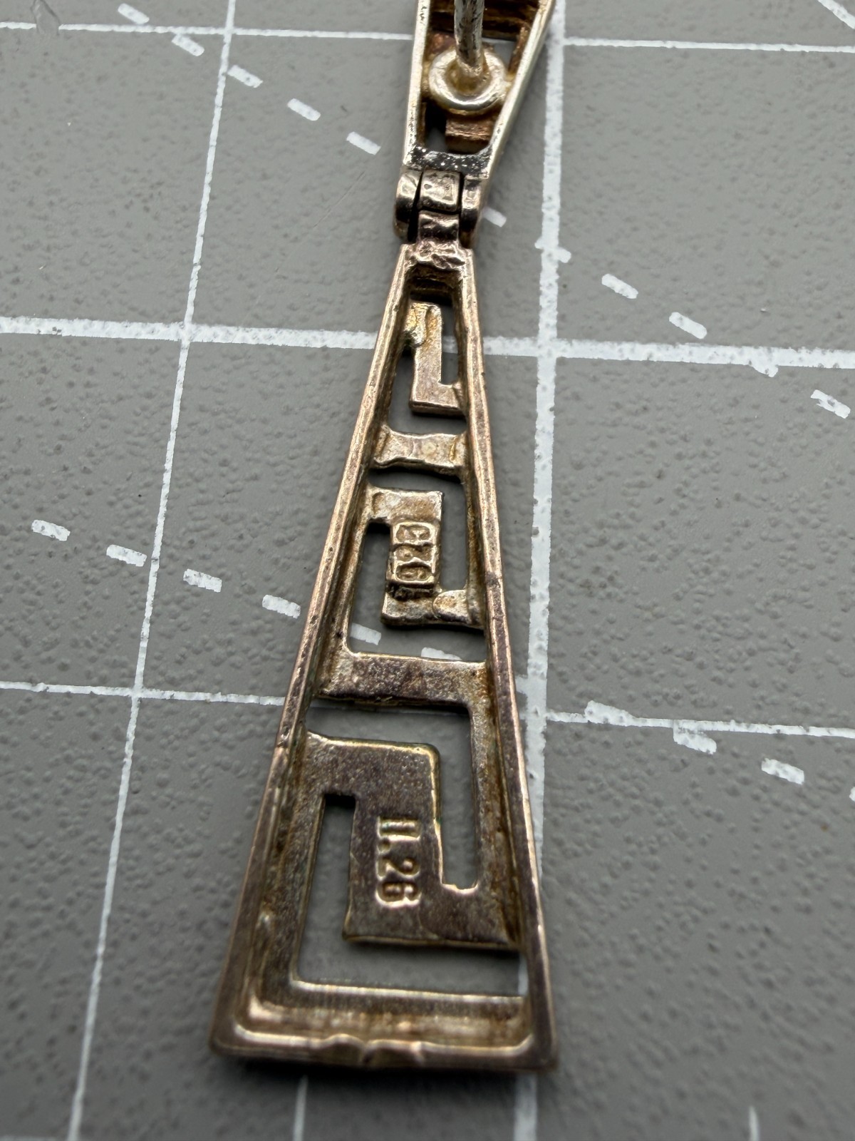 Vintage Sterling .925 Silver Greek Key Dangle/Drop Earrings – 1.5″ Tall