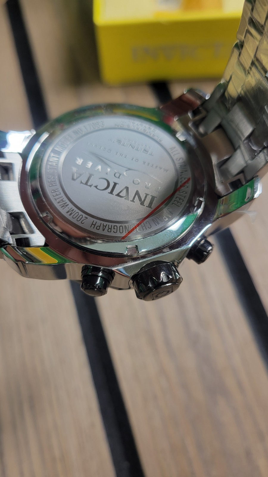 Invicta Pro Diver Chronograph 200m Quartz 50mm SS Bracelet Black Dial