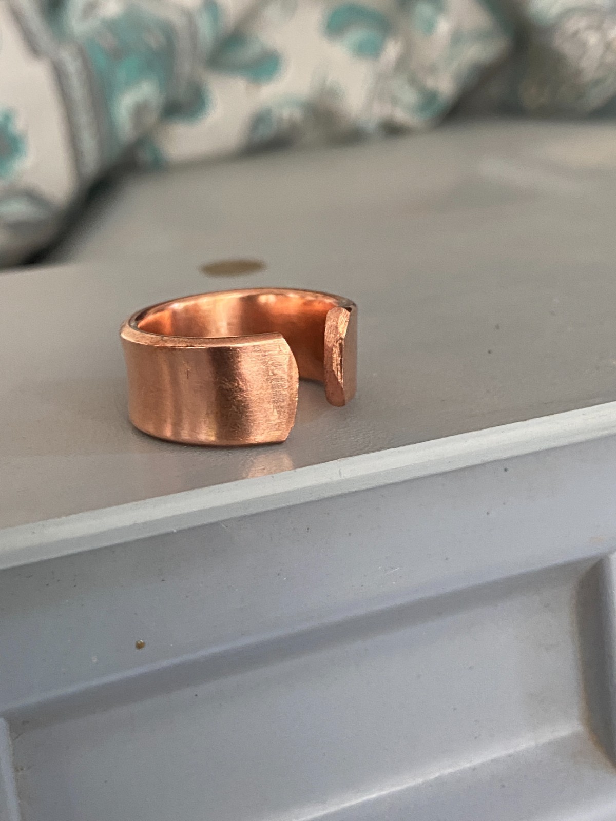 Solid Pure Copper Minimalist Healing Ring, Handmade, Unisex, Oxidized Band