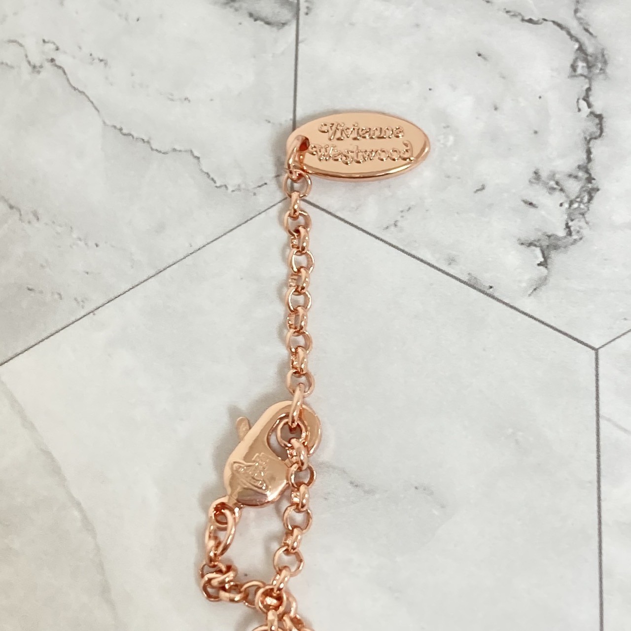 Vivienne Westwood Necklace Petit Orb Rose Pink Gold TOP 1.5 cm x 1.6 cm NO BOX