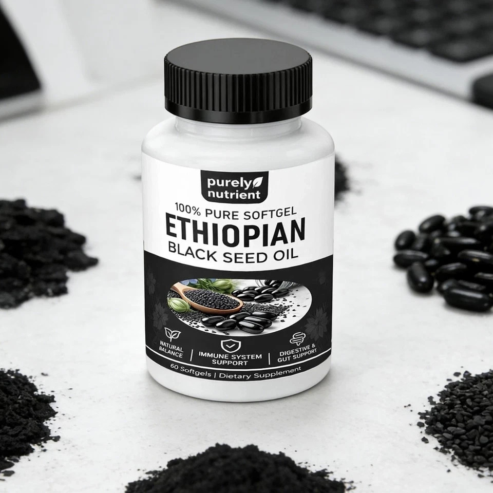 5 PACK Ethiopian Black Seed Oil Softgels 4.64% Thymoquinone Gluten-Free US STOCK