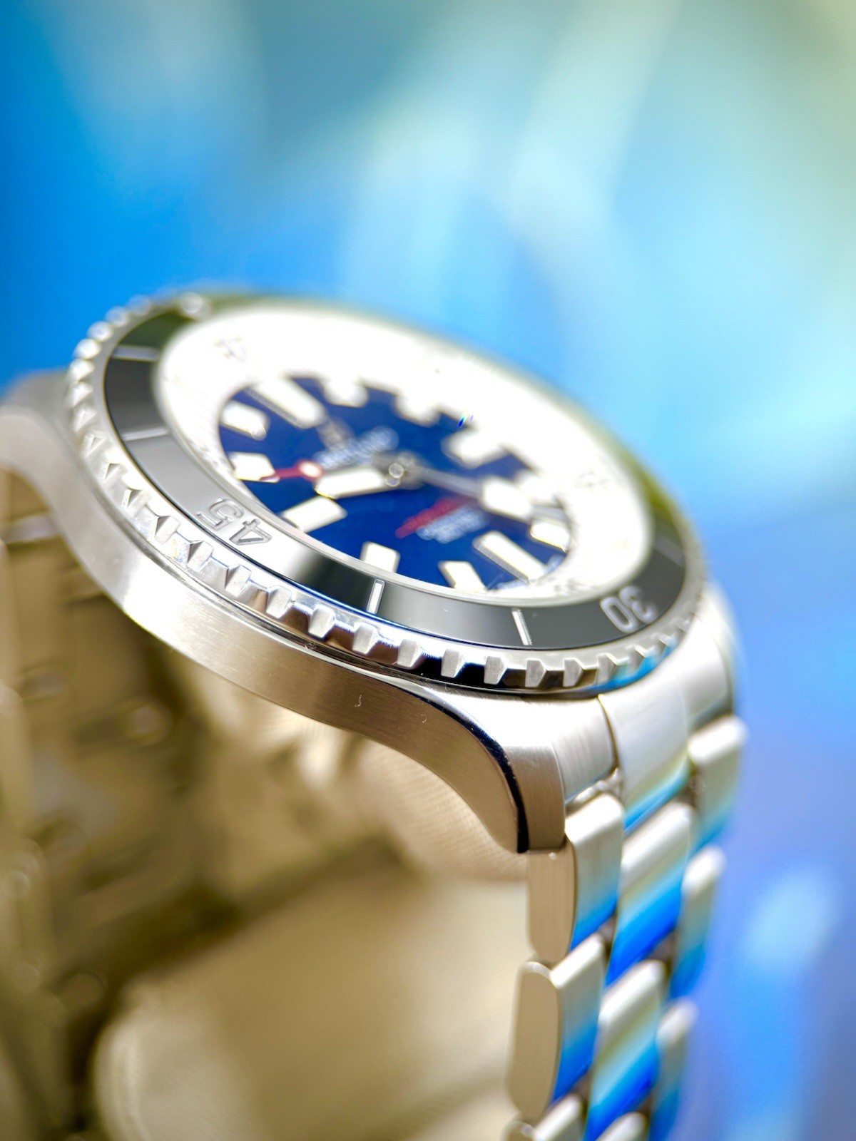 Breitling Superocean Automatic 44 300m Blue Dial Steel Bracelet Box Papers
