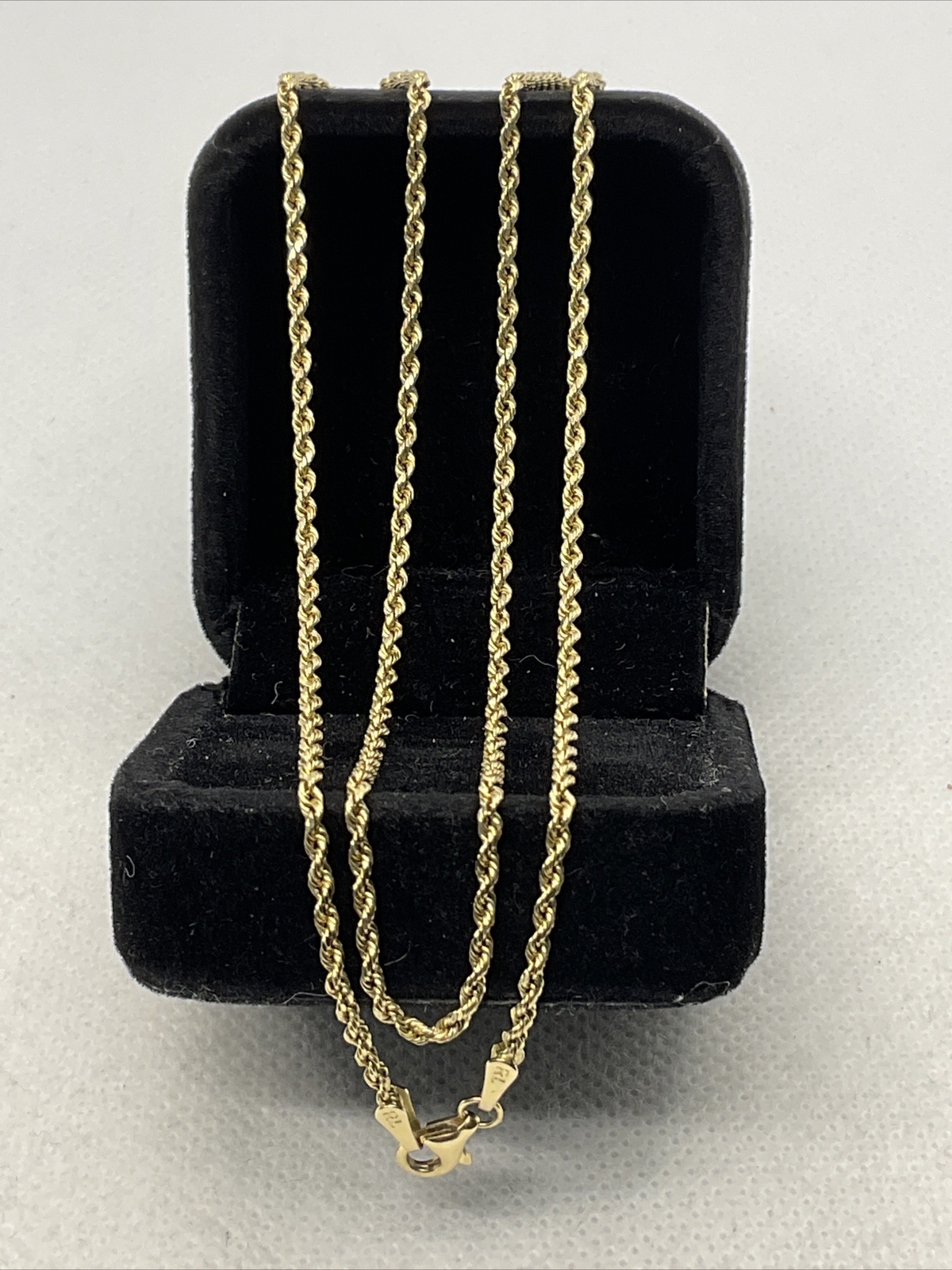 14K Yellow Gold Diamond Cut 1.7mm wide ROPE Chain Necklace 21.75” long 2.9gr.