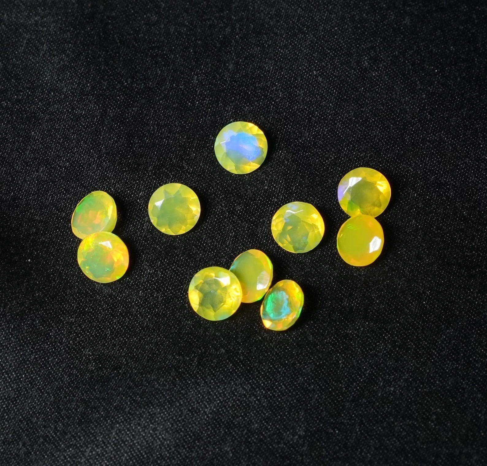 Natural Yellow Ethopian Opal Round Faceted Cut 3mm To 10mm Loose Gemstone