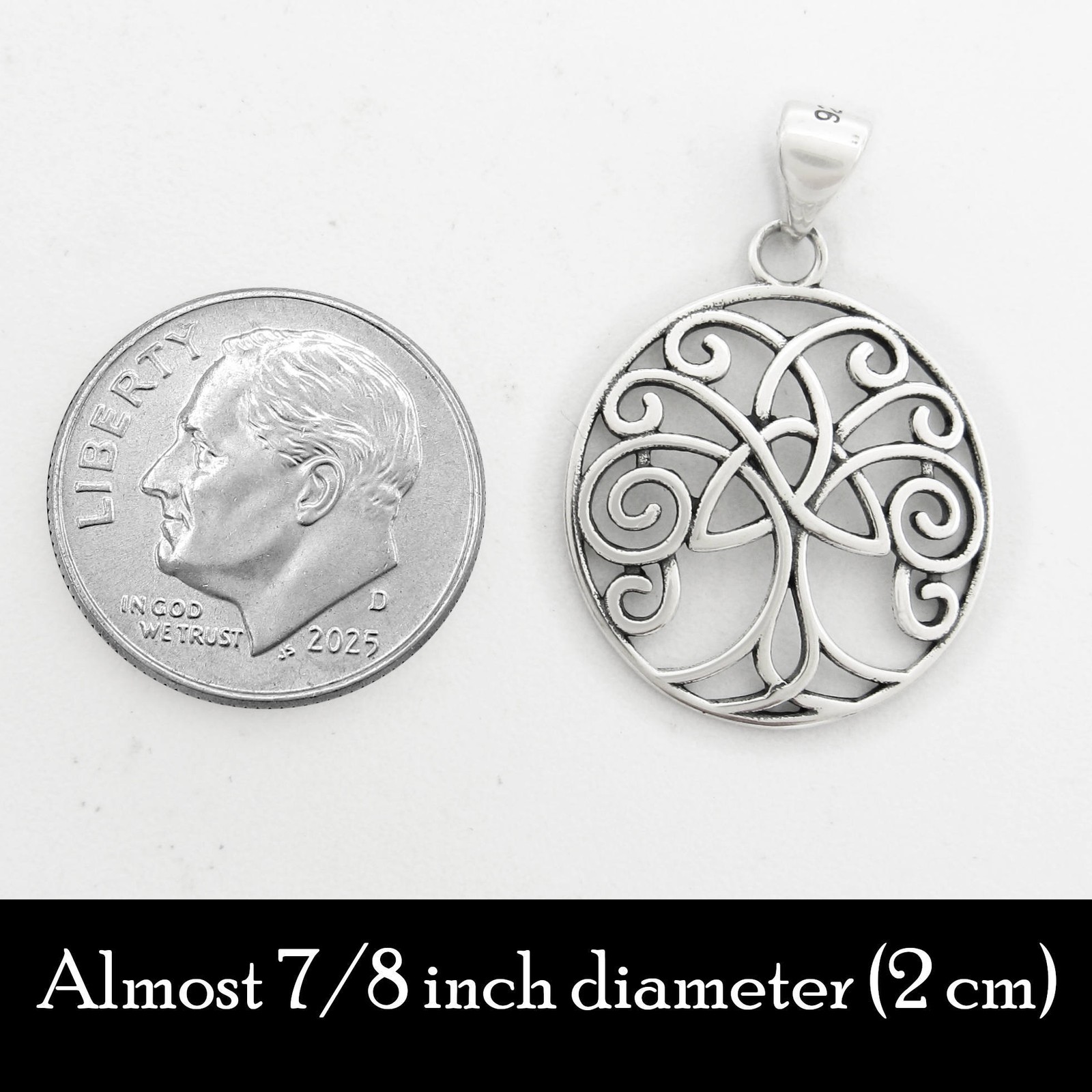 Triquetra Tree of Life Pendant ONLY – No Chain – 925 Sterling Silver