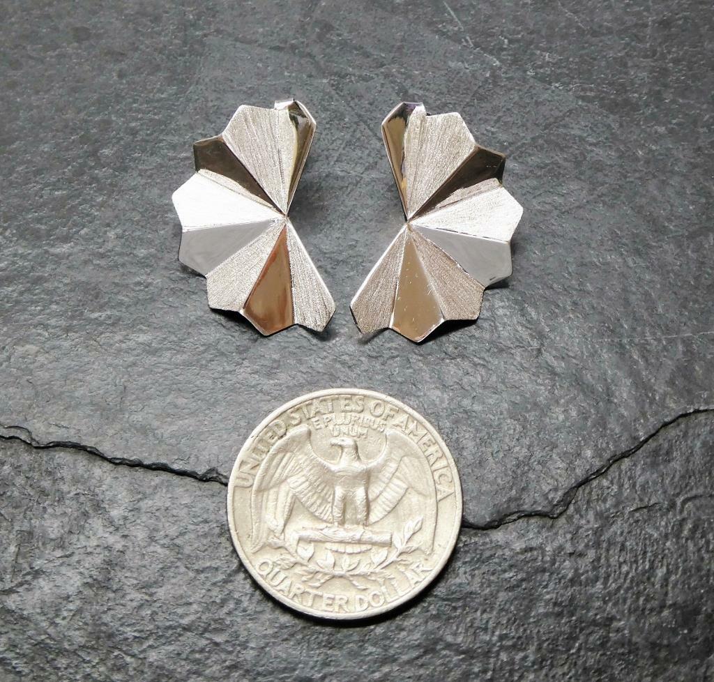 Gold Plated Sterling Silver Geometric Faceted Shapes Stud Earrings Modern Unique