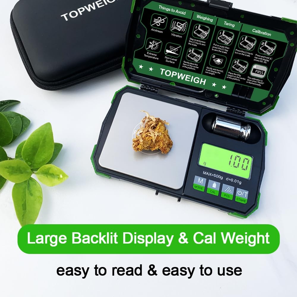 Digital Pocket Scale 500g x 0.01g Gram Jewelry Coin Scale LCD Backlit Display