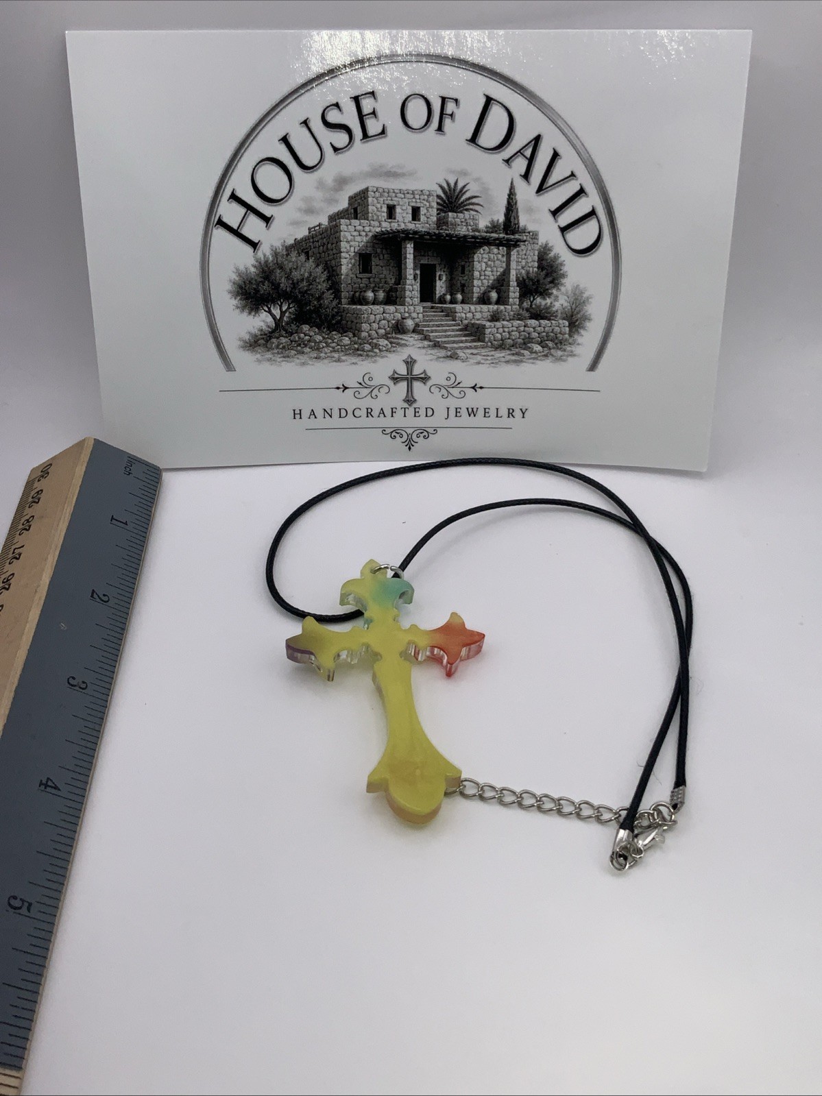 House Of David Handmade Cross Necklace Sunshine Polka Dots