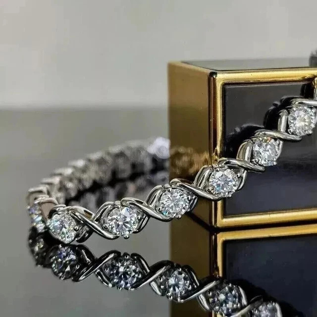 7CT Round Cut Lab Created Diamond Women Tennis Bracelet 14k White Gold Plated