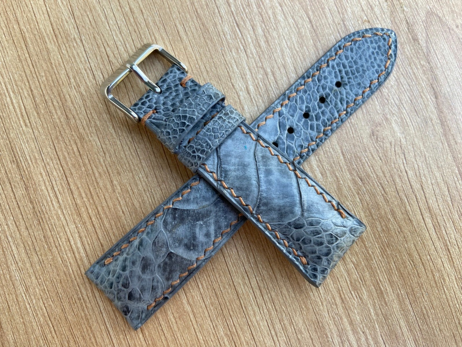 Gray Ostrich Leather Watch Strap Band, Size 18mm 19mm 20mm 21mm 22mm 24mm 26mm