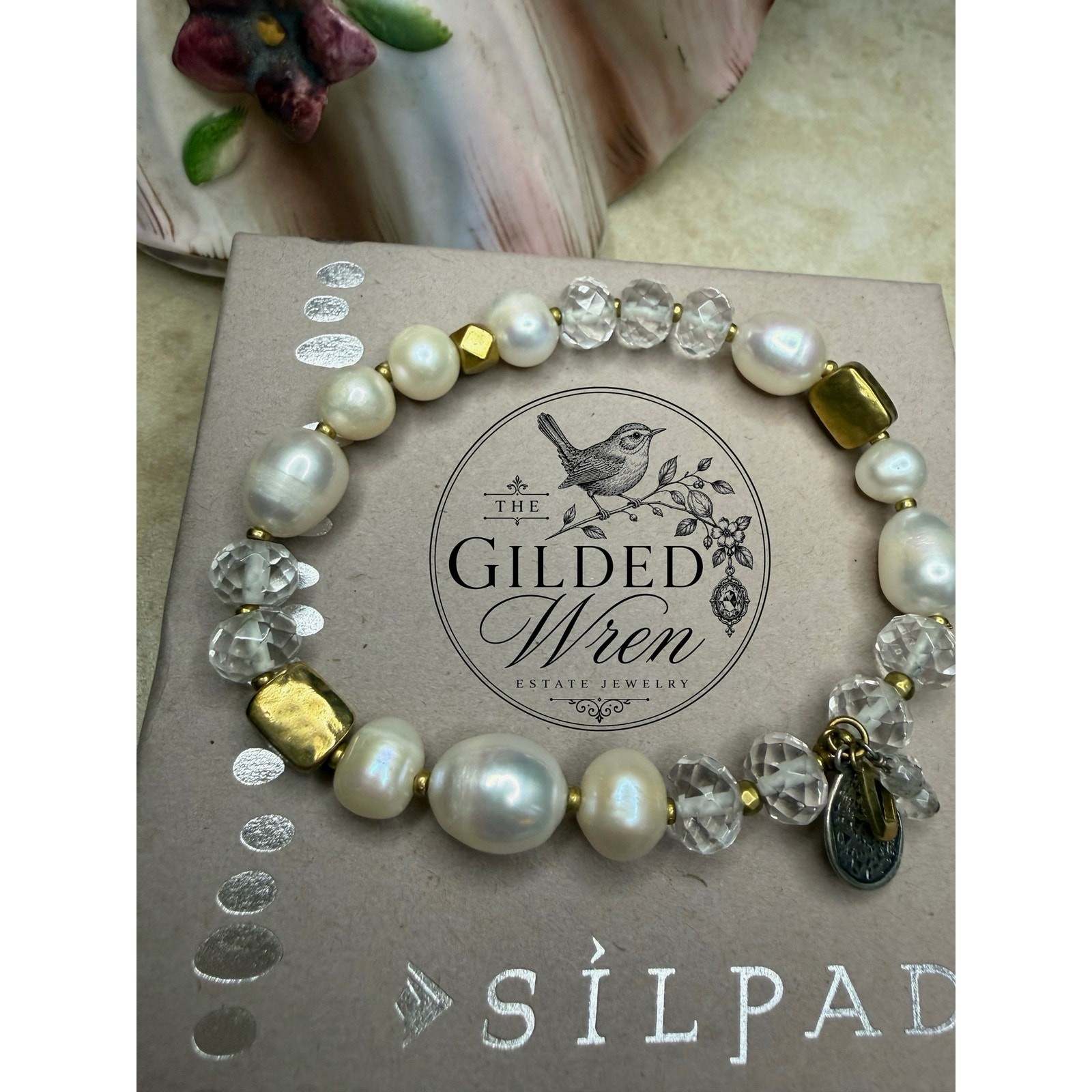 Retired Silpada B3168 Down to Earth Pearl Quartz Bracelet Display Sample 2015