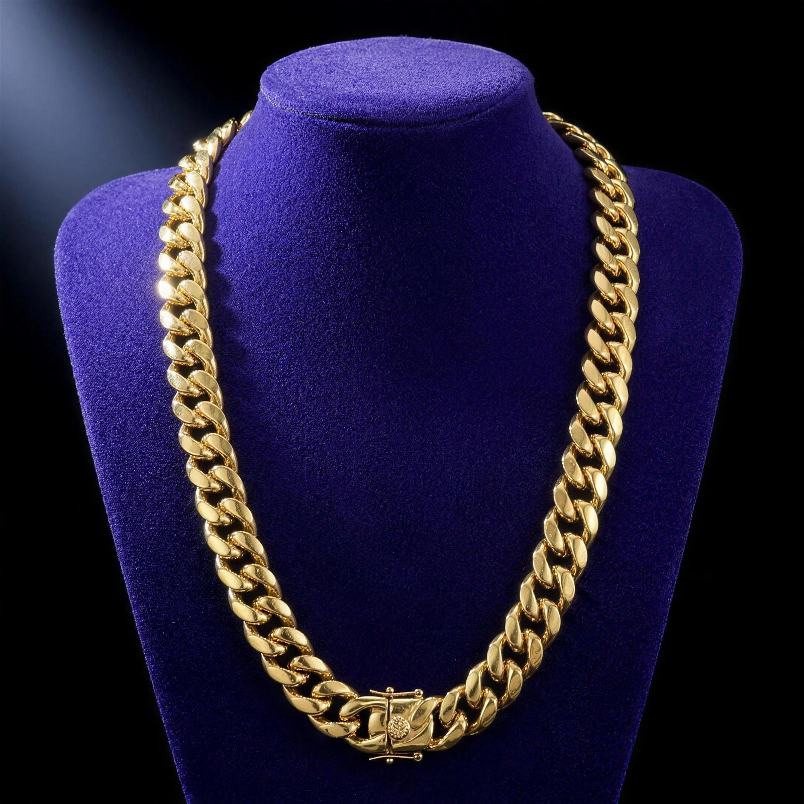 Miami Cuban Link Chain Necklace 18K Gold Plated Stainless Steel 8-14mm 16-26″