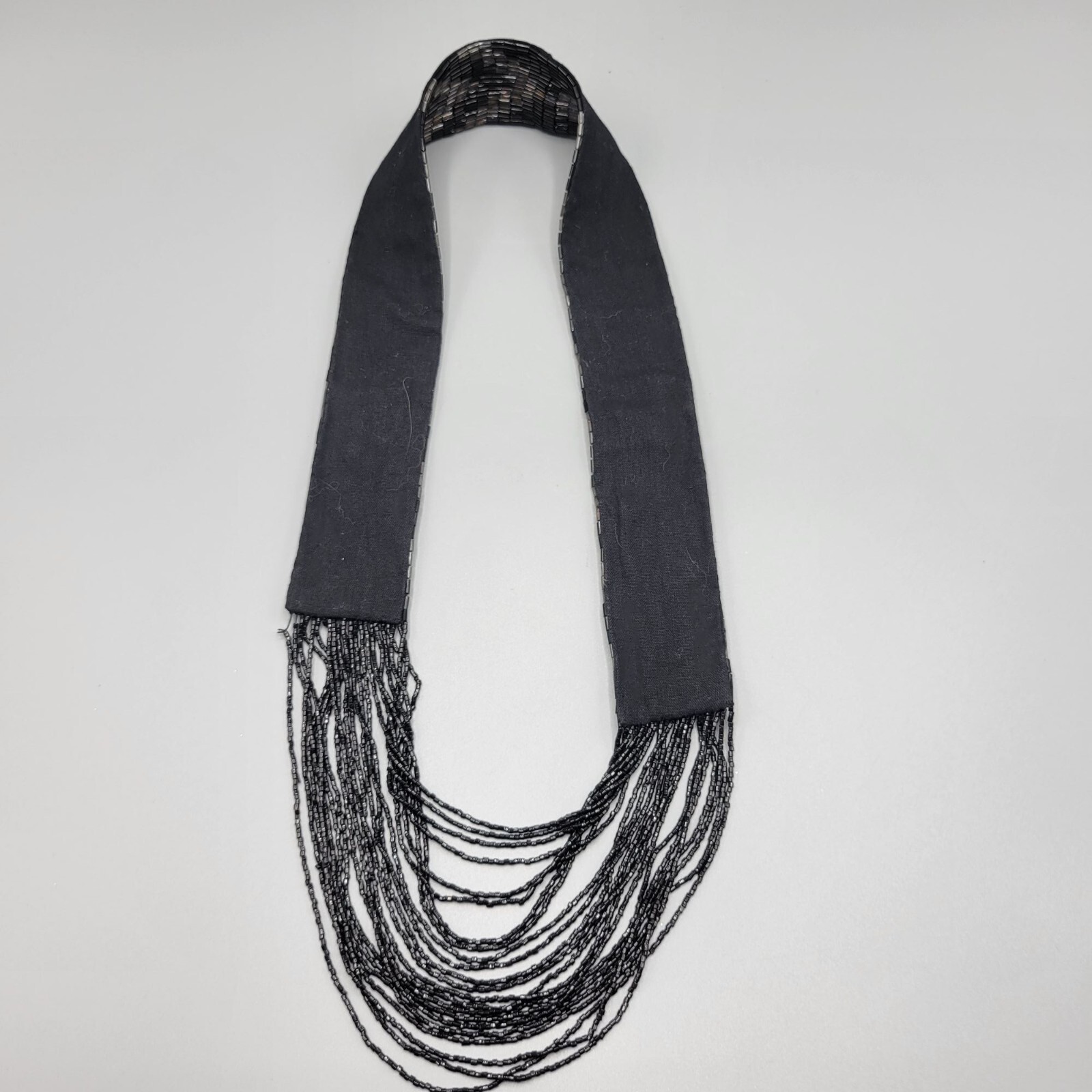 Waterfall Potay Bead Himalayan Necklace Black & Silver