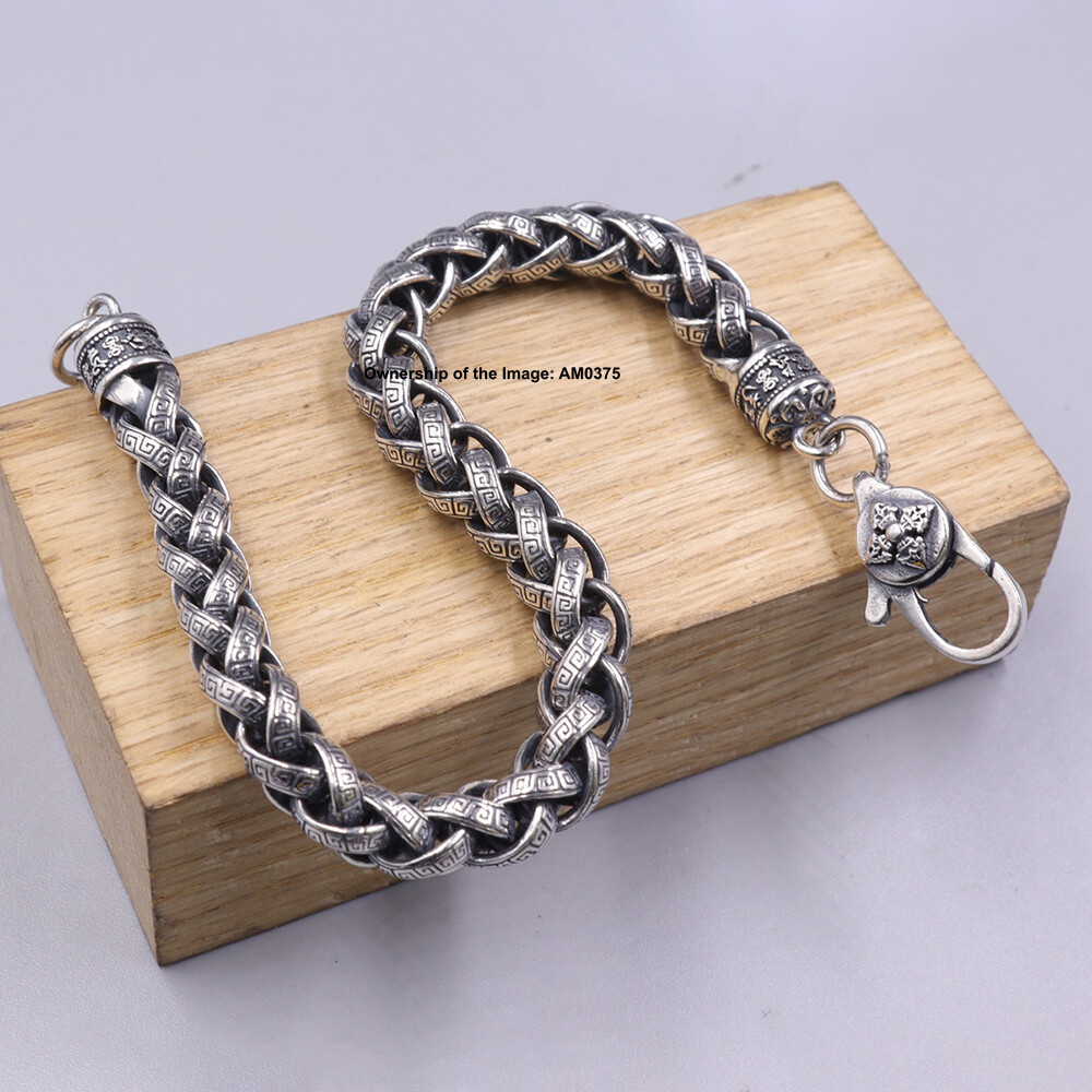 Real 925 Sterling Silver Bracelet Men Women 7mm Wheat Link Chain 7.87inch