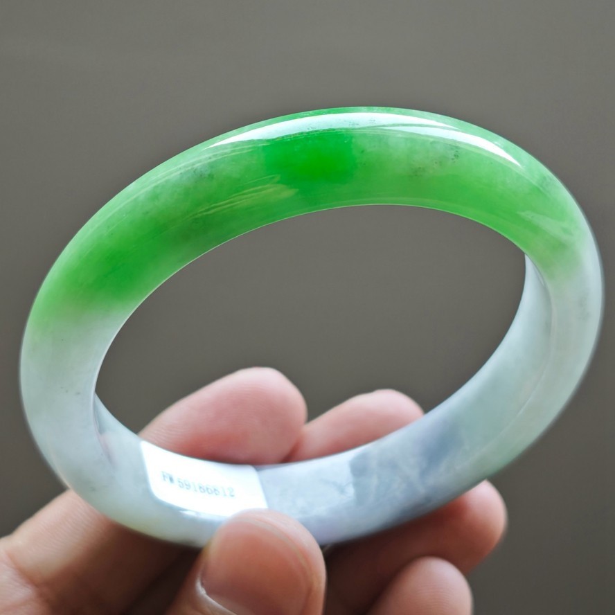 61mm Natural Green Purple Jadeite Jade Bangle Bracelet Burma Jade Bangle 3231