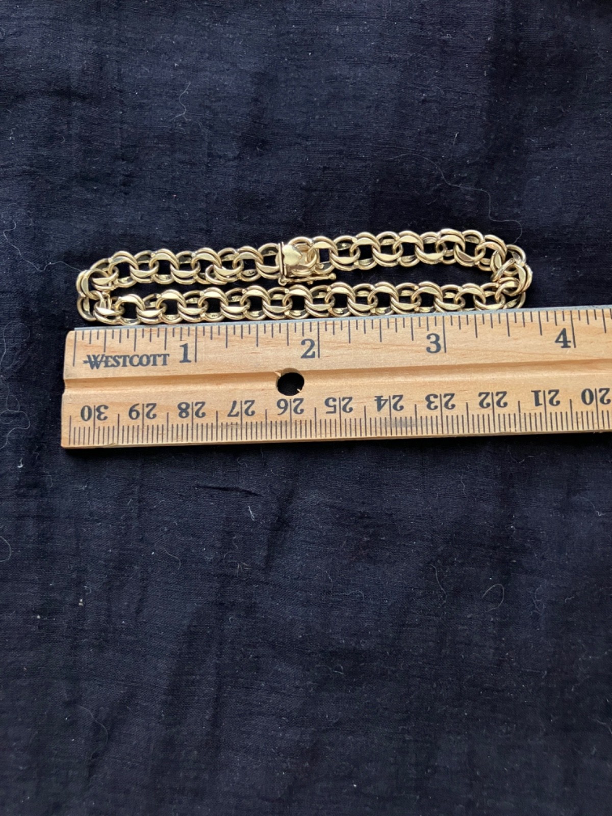 14K yellow gold double link charm bracelet POM 60’s 21 grams 8 inches