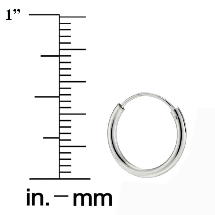 925 Sterling Silver 14mm Endless Hoop Earrings Reduced Price!!!