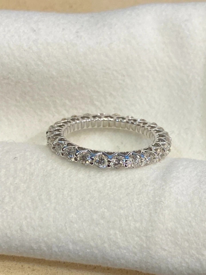 Diamond Eternity Band Round Cut 1.50 Ct 14k White Gold Lab Grown VVS E F CVD