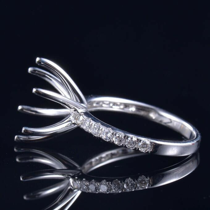 Round 11MM Natural Diamond Women Prongs Ring Engagement Semi Mount Platinum 950