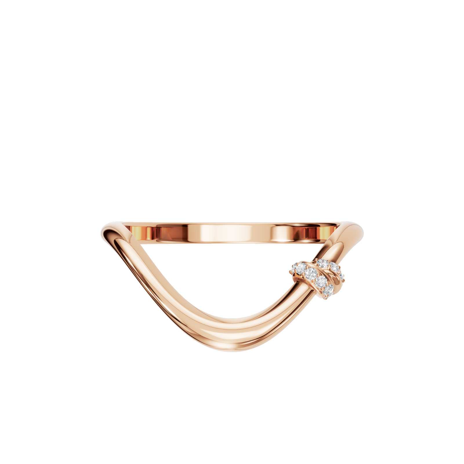 V Shape Lab Diamond Ring 14K Rose Gold D-F- VVS Chevron Stackable Wedding Band