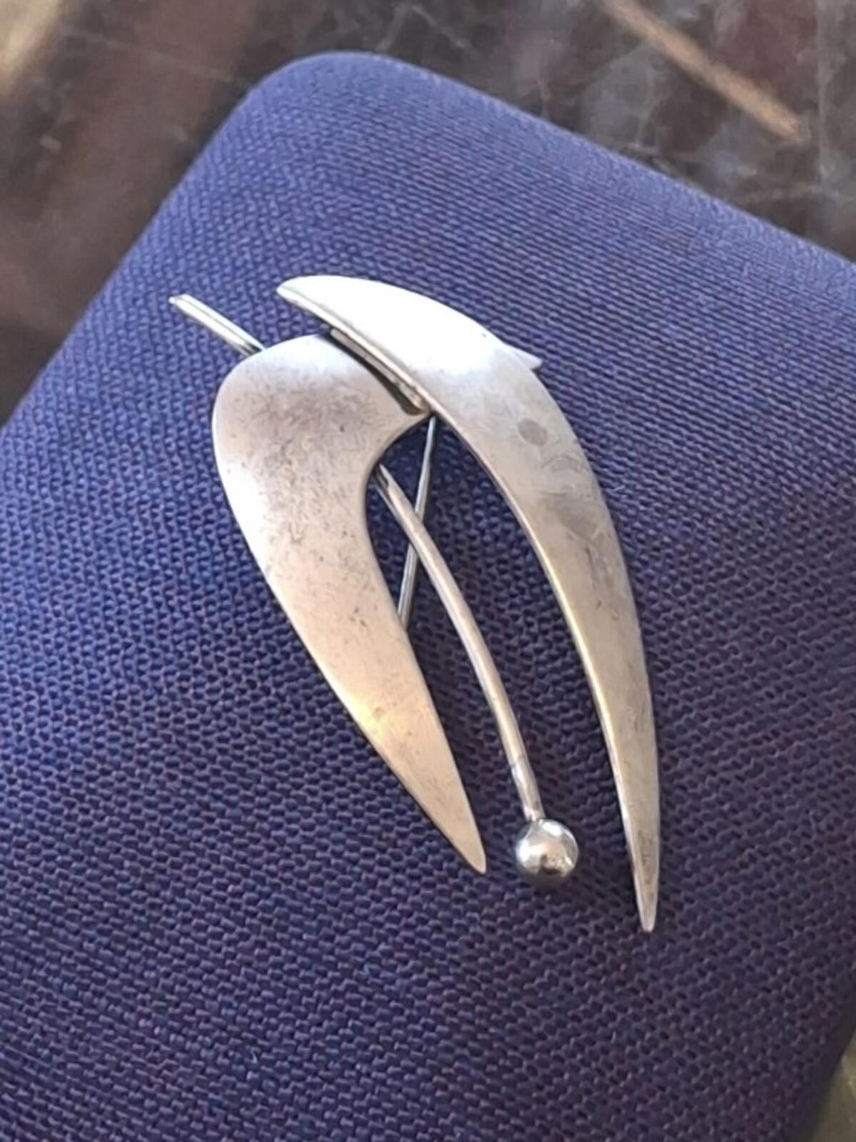 Vintage 1960s Midcentury ORB Otto Robert Bade Sterling Silver Modernist Brooch