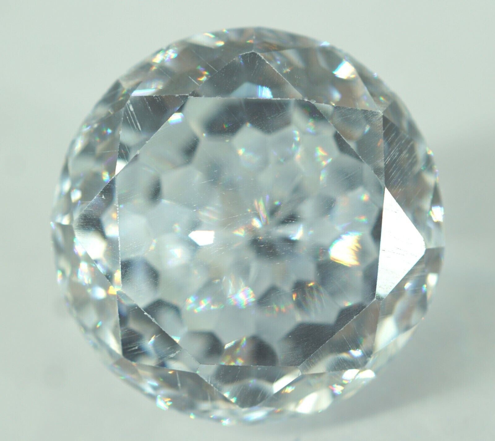 Certified 53.5 Ct Natural Round Cut Cambodian Facet WHITE Zircon Loose Gemstone