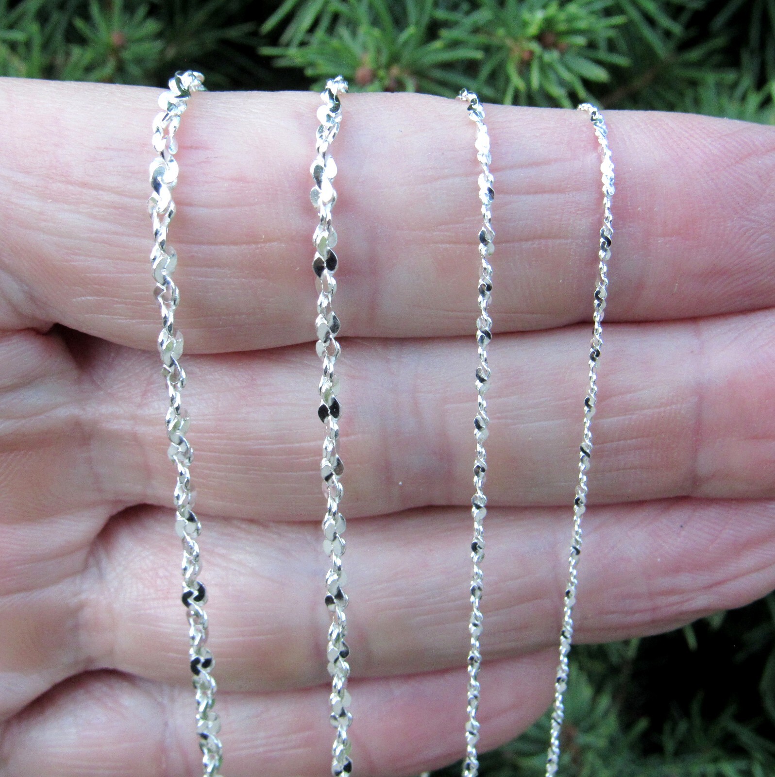 Solid 925 Sterling Silver Women’s Twisted Serpentine Chain Necklace or Bracelet
