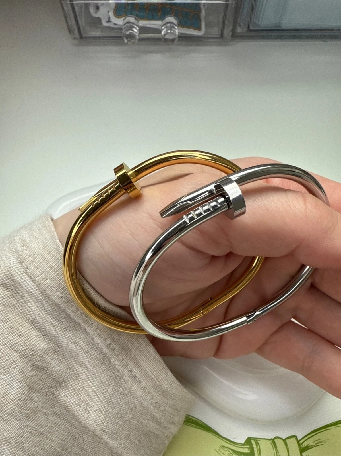 Stainless Steel Bangle Bracelet Women Rose Gold/ Silver/Zircon Diamond Variation