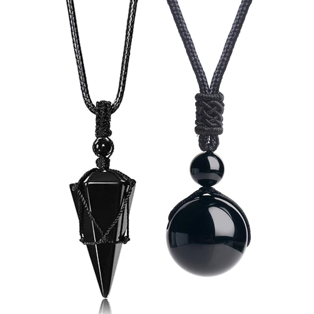 2pcs Natural Crystal Stone Pendulum Hexagonal Pointed Cone Pendant, 16mm Ston…