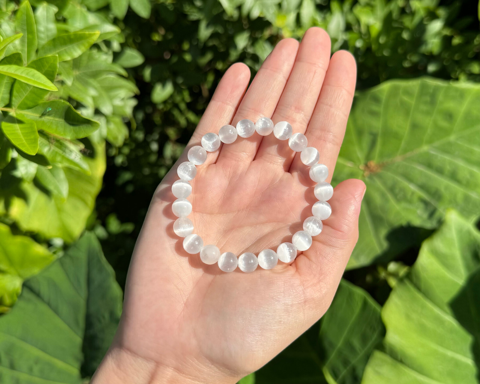 Selenite Bracelet: Choose 6 mm or 8 mm Stones (Selenite Stretch Bead Bracelet)
