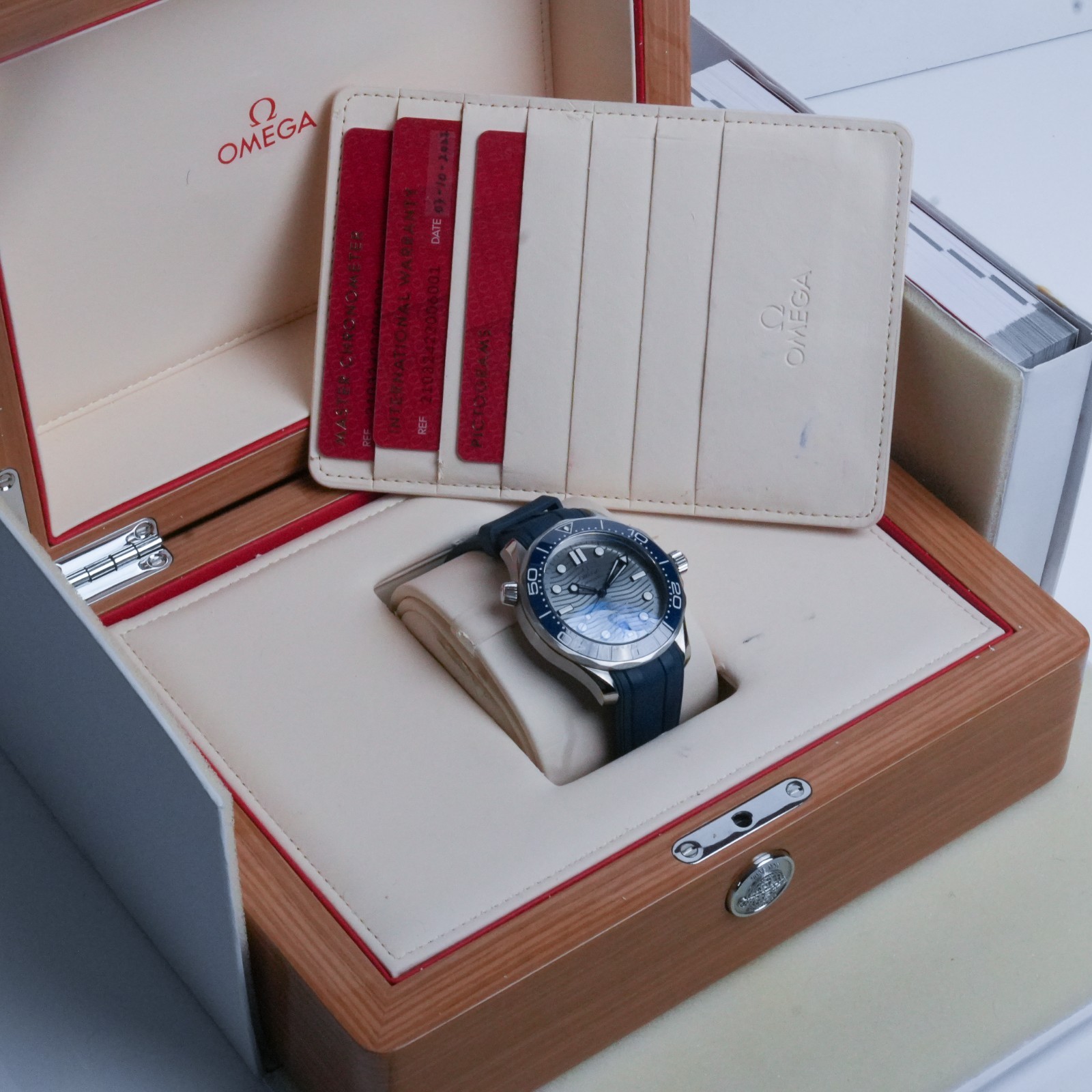 2022 OMEGA Seamaster Diver 300M 210.32.42.20.06.001 Box And Papers Wave Dial