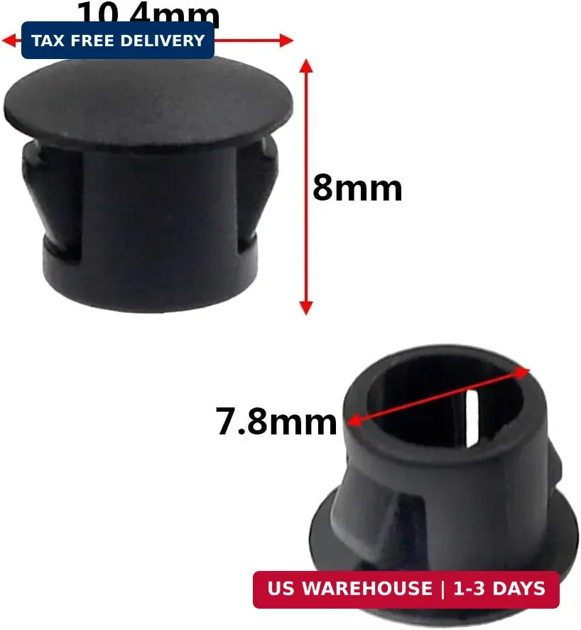 60 Pcs 8mm (5/16″) Plastic Hole Plugs, Black Flush Type Tubing End Caps Snap in