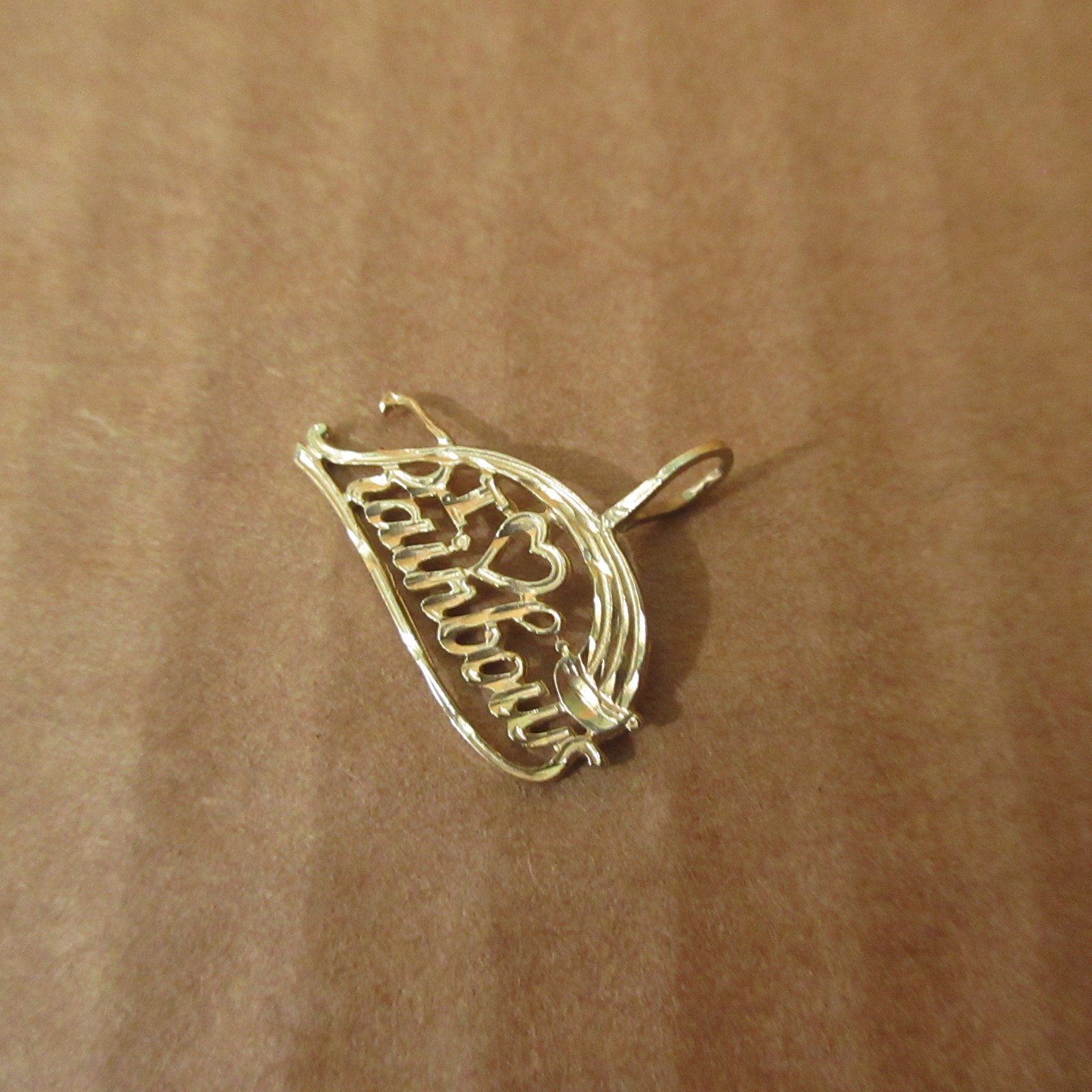 Vtg Gold 14k Expressive Words Pendant Charm Love “I Heart Rainbows” 0.5g