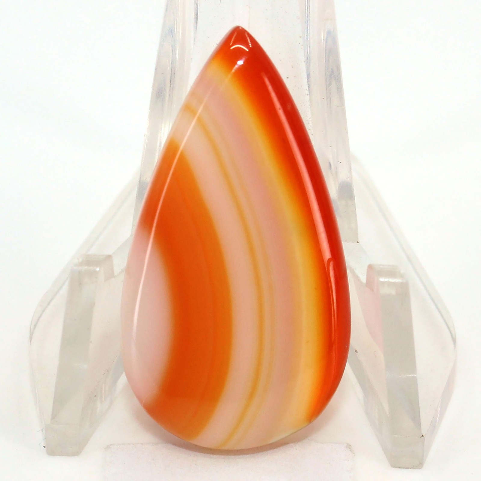 20.00Ct Natural Banded Carnelian Agate Pear Cabochon Loose Gemstone 30x16x4mm