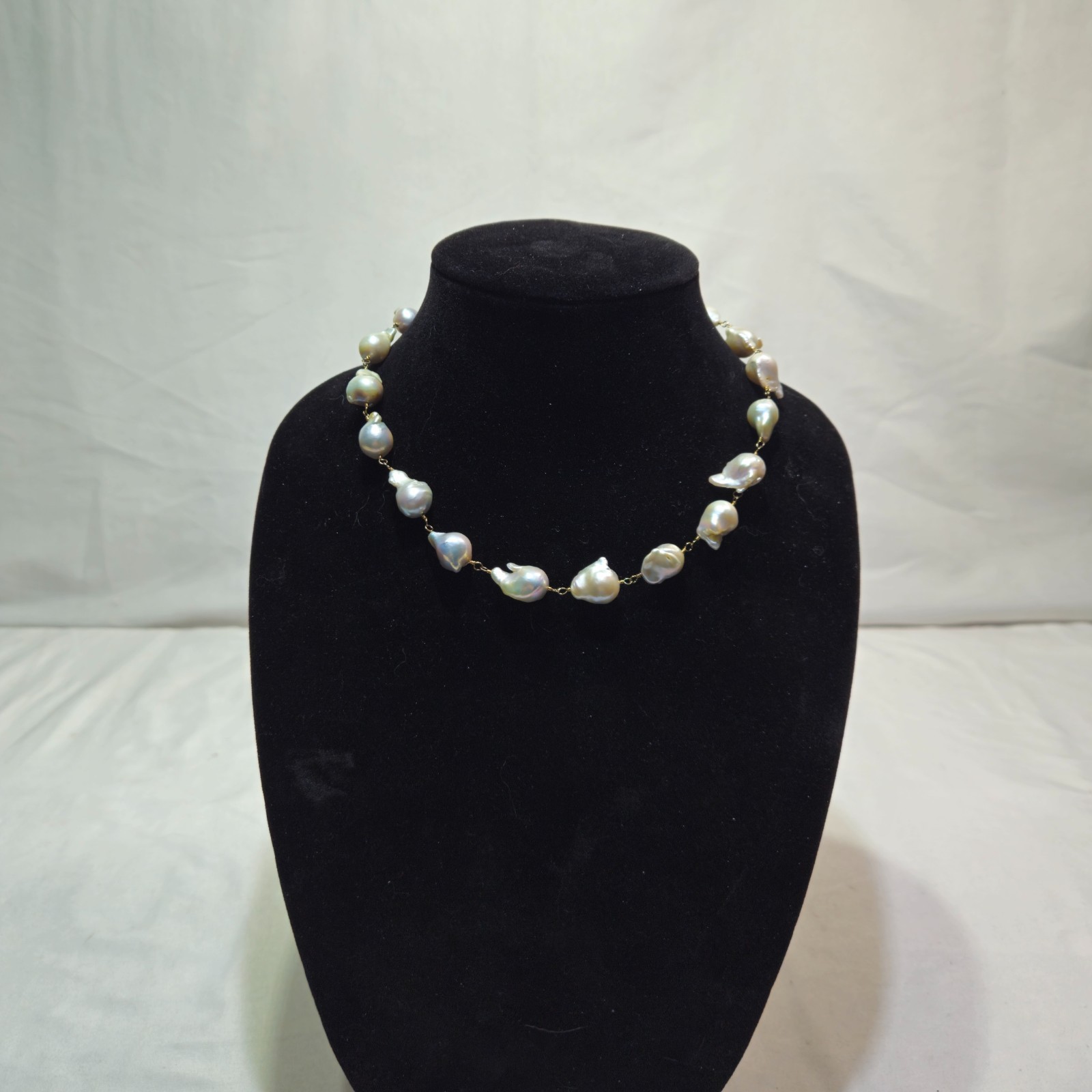 RARE LARGE NATURAL SOUTH SEA BAROQUE KESHI PEARL NECKLACE 18″ 50g 925 STERLING