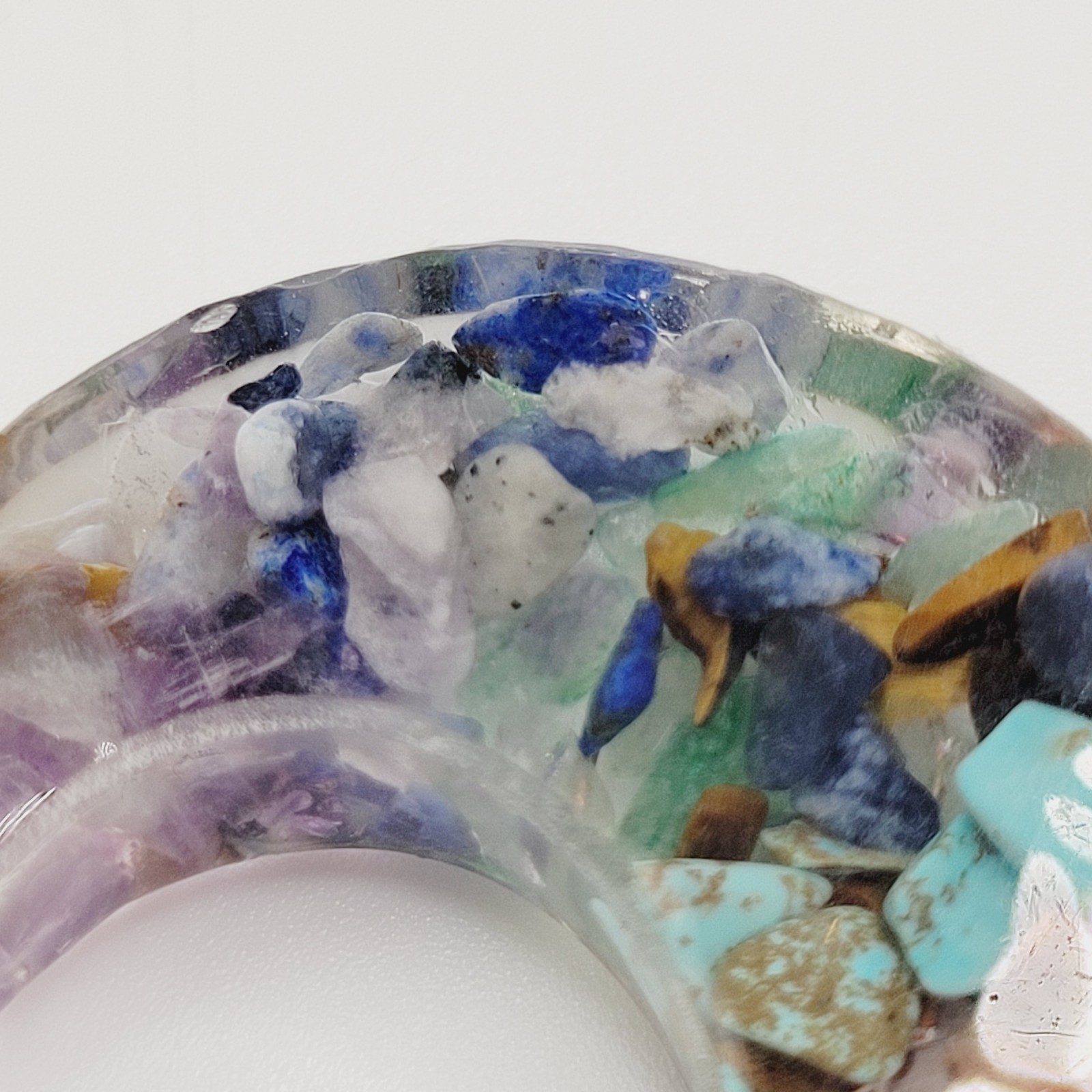 Crescent Moon Shape Orgone Chakra Crystal Chip Pendant Ornate Bail No Chain
