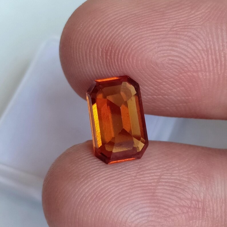 Eye Clean Hessonite Garnet Octagon Cut From Mozambique Gemstone 3.40 Ct