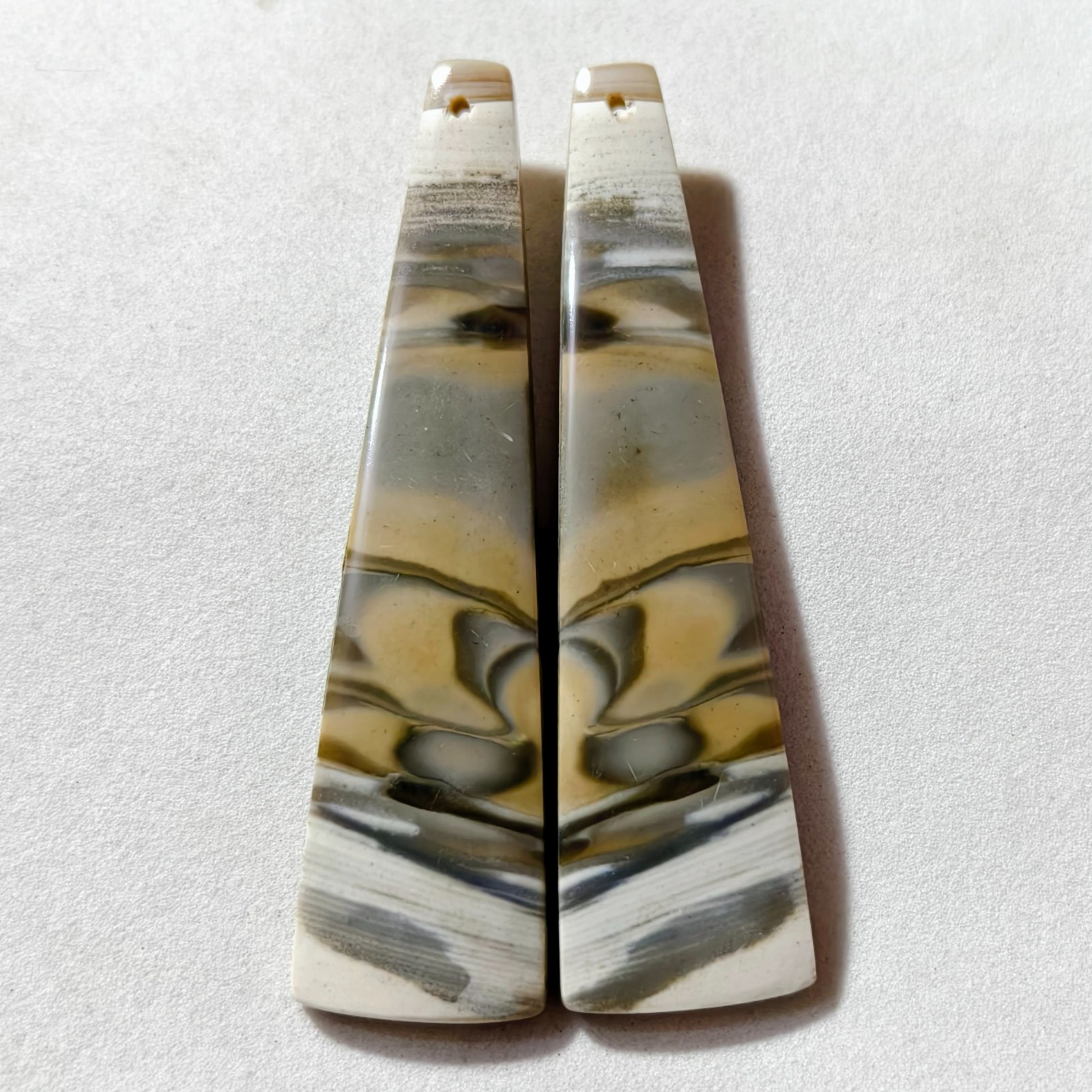 59 Cts Natural Flint Drilled Match Pair Cabochon Gemstone 61.4 X 15.4 MM